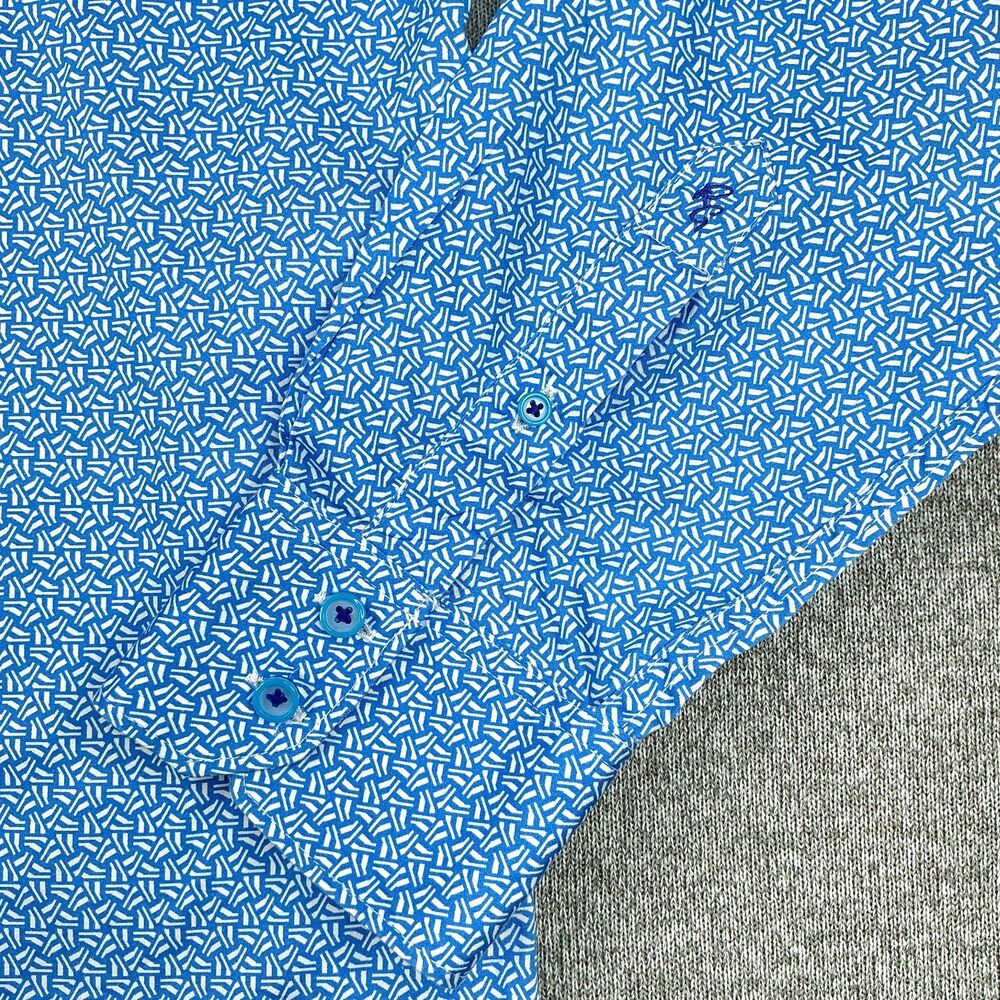 Robert Graham Dress Shirt XL Blue Geometric Print Button Up Long Sleeve Preppy - Picture 6 of 15